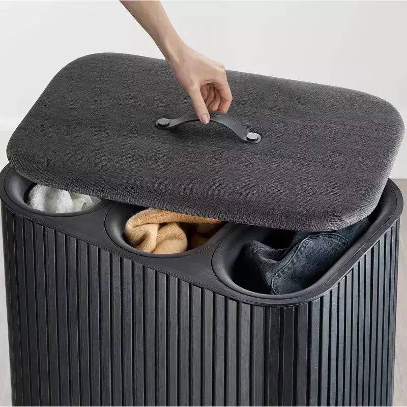 Panier à linge Joseph Joseph Tota Trio Luxe 90L en bambou - Noir Carbone