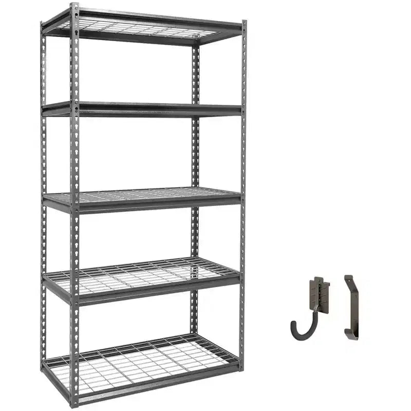 Atlas Shelving 5-Tier 36"x18"x72" Steel Boltless Shelving Load 4000lbs with Wire Deck Hammertone