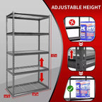 Étagère Atlas 5 niveaux 36"x18"x72" en acier sans boulons, charge 4000 lb avec plateau en fil métallique, finition martelée