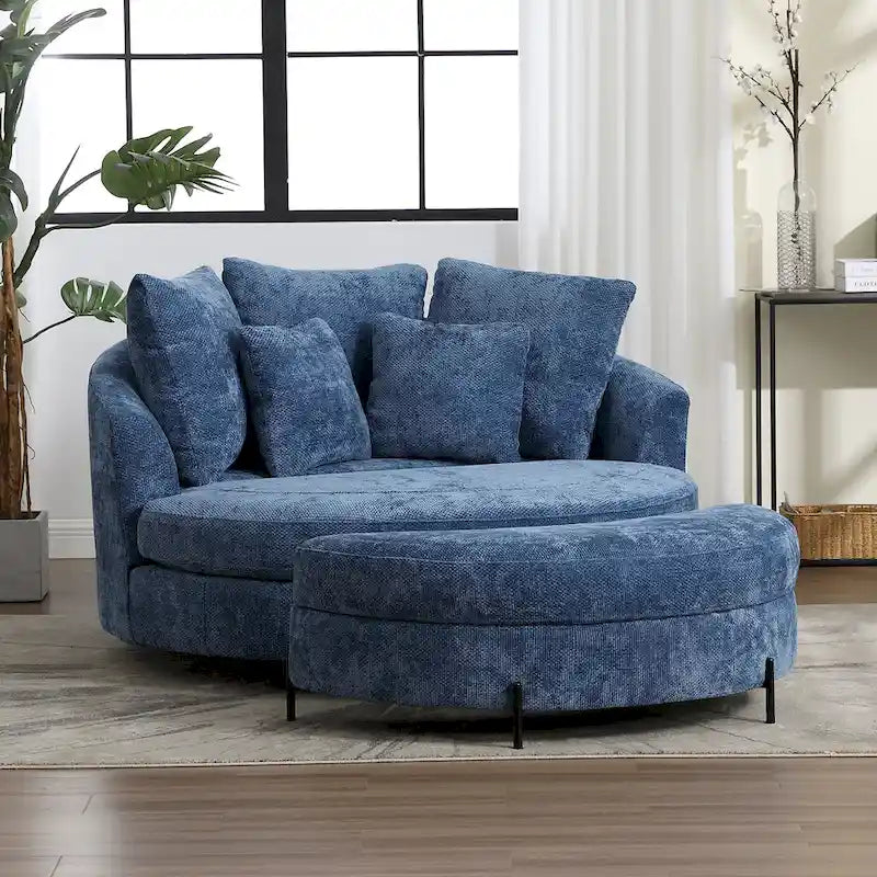 Fauteuil Moderne Rond Avec 5 Coussins Et Pouf Optionnel