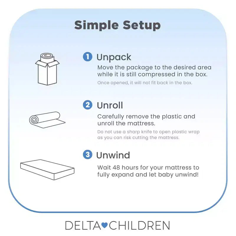 Matelas Delta Children 2 étapes pour lit de bébé et tout-petit Night Sky – Certifié Greenguard Gold, mousse certifiée CertiPUR-US – Gris