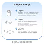 Matelas Delta Children 2 étapes pour lit de bébé et tout-petit Night Sky – Certifié Greenguard Gold, mousse certifiée CertiPUR-US – Gris
