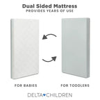 Matelas Delta Children 2 étapes pour lit de bébé et tout-petit Night Sky – Certifié Greenguard Gold, mousse certifiée CertiPUR-US – Gris