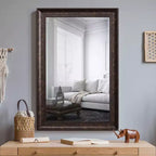 Yosemite Home Decor Miroir mural décoratif avec bords biseautés beige : 24x36 rectangulaire moderne, aucun assemblage requis