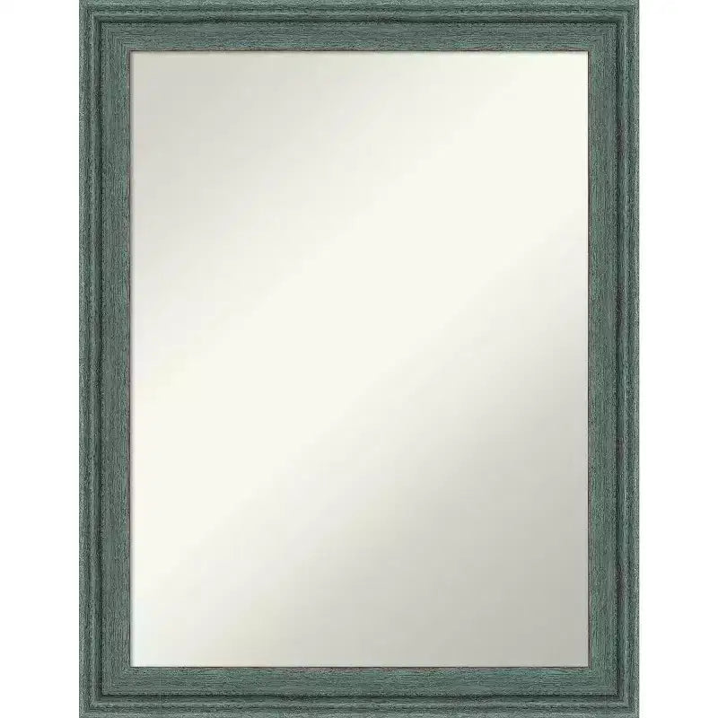 22"x28" Upcycled Wood Wall Mirror for Bathroom Sink, Teal/Gray - Amanti Art: Modern Rectangle, No Assembly