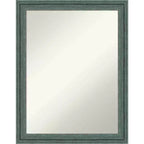 22"x28" Upcycled Wood Wall Mirror for Bathroom Sink, Teal/Gray - Amanti Art: Modern Rectangle, No Assembly