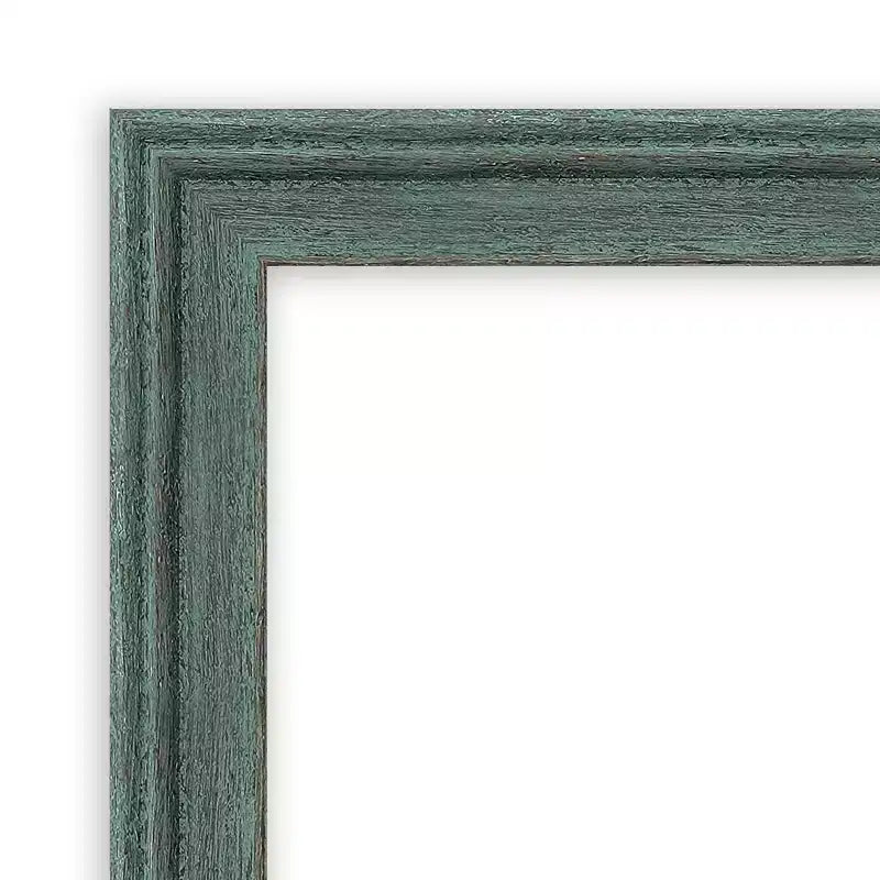 Miroir mural en bois recyclé 22"x28" pour lavabo, sarcelle/gris - Amanti Art : Rectangle moderne, sans assemblage