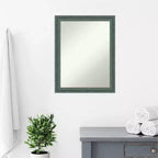 Miroir mural en bois recyclé 22"x28" pour lavabo, sarcelle/gris - Amanti Art : Rectangle moderne, sans assemblage