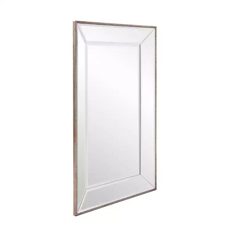 Miroir mural et de lavabo rectangulaire Howard Elliott 36"x24" avec bordure perlée : Style moderne, cadre en bois, aucun assemblage requis