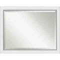 45" x 35" Eva White Silver Framed Bathroom Vanity Wall Mirror - Amanti Art: Modern Rectangular, Beveled, Wood Frame, Wall Mounted