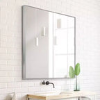 Miroir mural rectangulaire moderne 30" x 36" Spectrum Chrome - Head West : Cadre métallique, fixation incluse