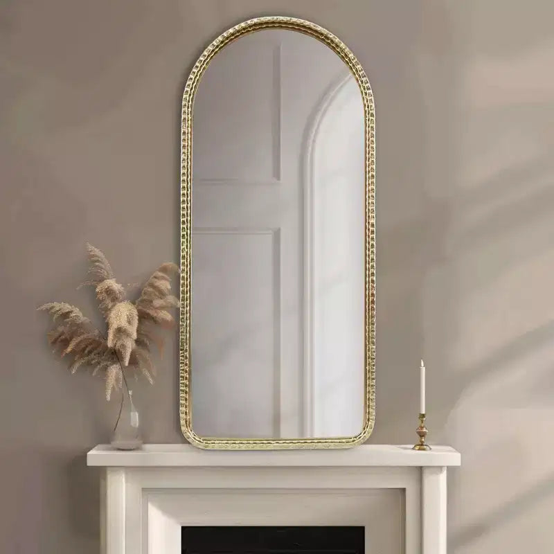 Madison Park 20 po x 45 po Mia Miroir mural de luxe élégant en métal doré, arche et charme : Aucun assemblage, rectangulaire, encadré, montage mural