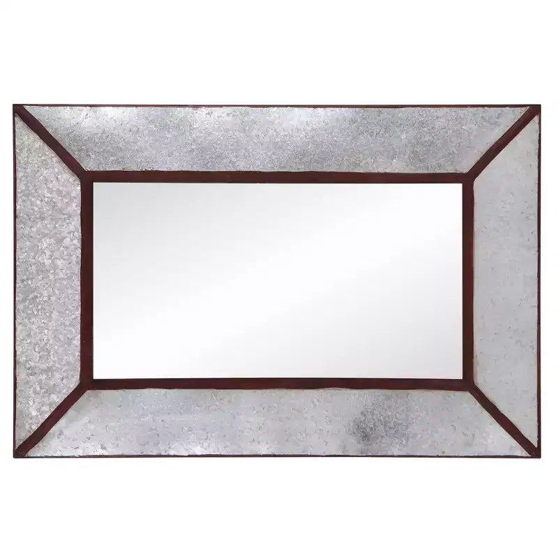 Miroir mural d'appoint rectangulaire rustique encadré en métal 36"x24.5" Howard Elliott