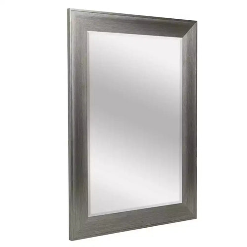 29.5" x 35.5" Metallic Raised Lip Frame Mirror Gray - Head West: Modern Rectangle, Beveled Glass, Wall Mount
