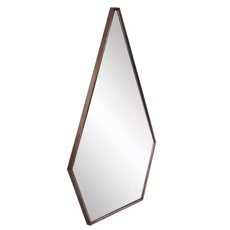 Miroir mural triangulaire à 5 côtés avec cadre en acier inoxydable Howard Elliott 33"x24"