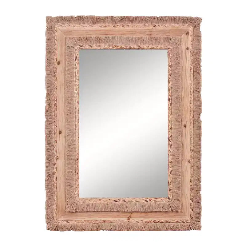 Bohemian Wood Rectangle Wall Mirror Brown - Olivia & May