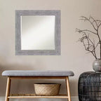 Miroir mural rustique encadré en écorce gris 25" x 25" - Amanti Art : Biseauté carré, Décoration d'entrée, Aucun assemblage requis