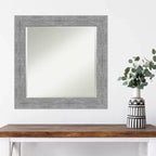 Miroir mural rustique encadré en écorce gris 25" x 25" - Amanti Art : Biseauté carré, Décoration d'entrée, Aucun assemblage requis