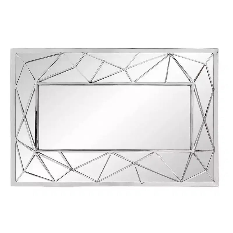 Miroir mural rectangulaire en acier inoxydable Howard Elliott 35,5"x23,5" Mirax, finition argentée
