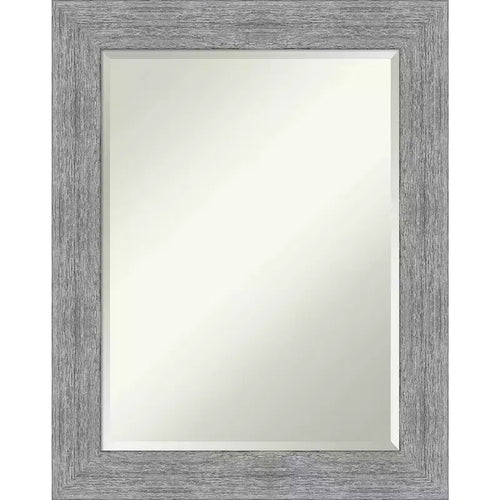Amanti Art 23" x 29" Bark Rustic Framed Wall Mirror Gray : Beveled Glass, Polystyrene Frame, No Assembly Required