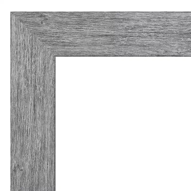 Amanti Art Miroir mural encadré rustique 23 po x 29 po, gris : verre biseauté, cadre en polystyrène, aucun assemblage requis