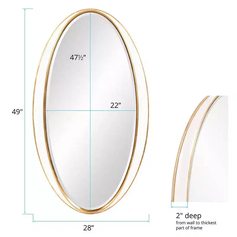 Miroir mural décoratif ovale Rania Howard Elliott 49 po x 28 po blanc/doré