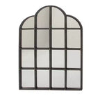 Miroir mural en métal inspiré des vitres de fenêtre avec dessus cintrés et clous noir - Olivia & May