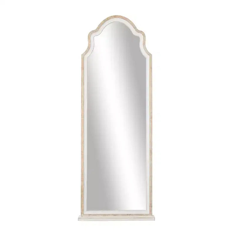 Wood Window Pane Inspired Wall Mirror with Arched Top Brown - Olivia & May: Vertical Hanging, Country Cottage Decor