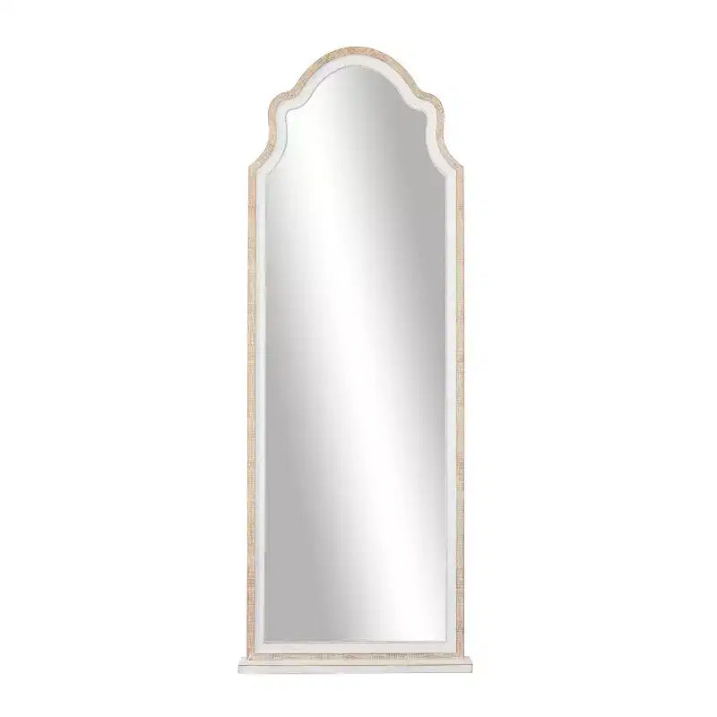 Miroir mural inspiré d'une fenêtre en bois avec dessus arqué marron - Olivia & May : Accrochage vertical, Décoration de maison de campagne