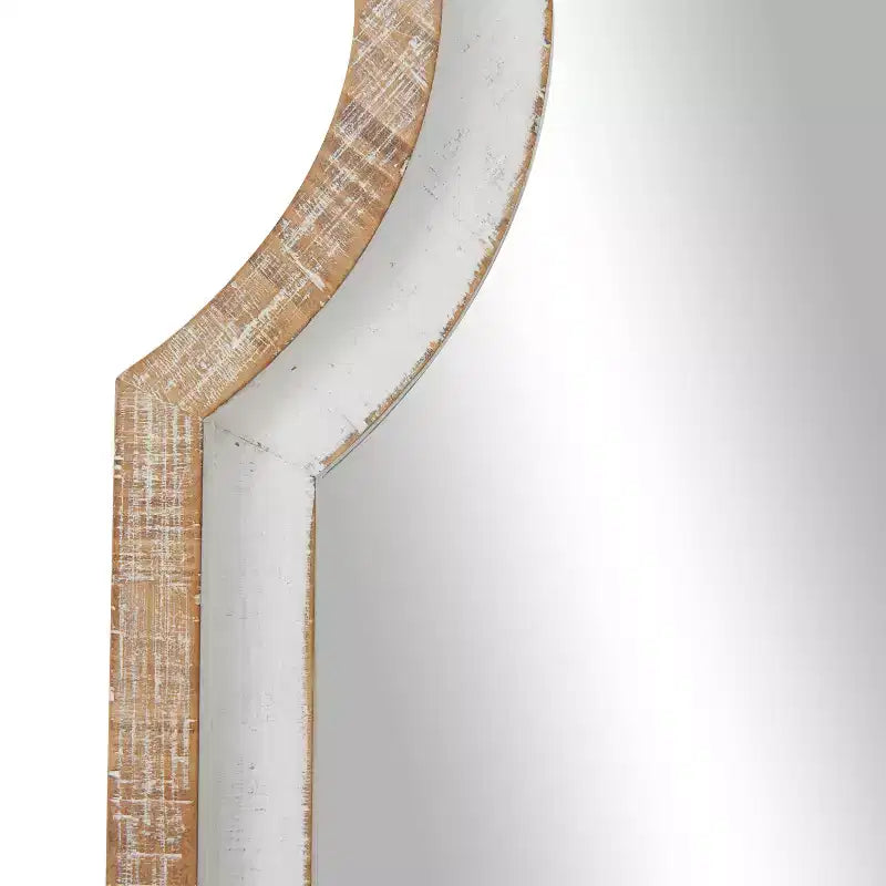 Miroir mural inspiré d'une fenêtre en bois avec dessus arqué marron - Olivia & May : Accrochage vertical, Décoration de maison de campagne