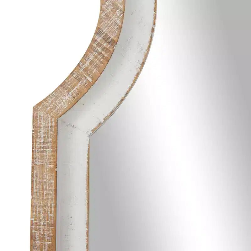Miroir mural inspiré d'une fenêtre en bois avec dessus arqué marron - Olivia & May : Accrochage vertical, Décoration de maison de campagne