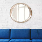 Miroir mural ovale encadré Howard Elliott 39"x35" en métal argent chaud