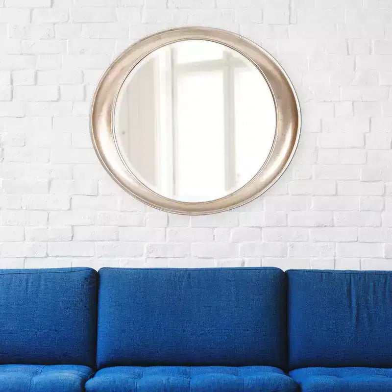 Miroir mural ovale encadré Howard Elliott 39"x35" en métal argent chaud