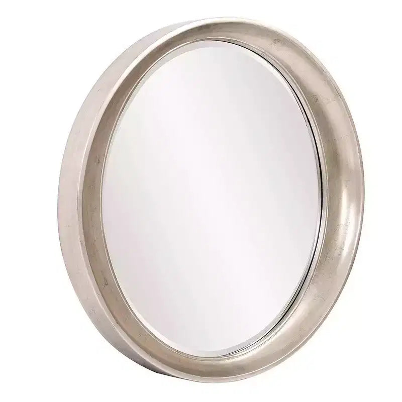 Miroir mural ovale encadré Howard Elliott 39"x35" en métal argent chaud
