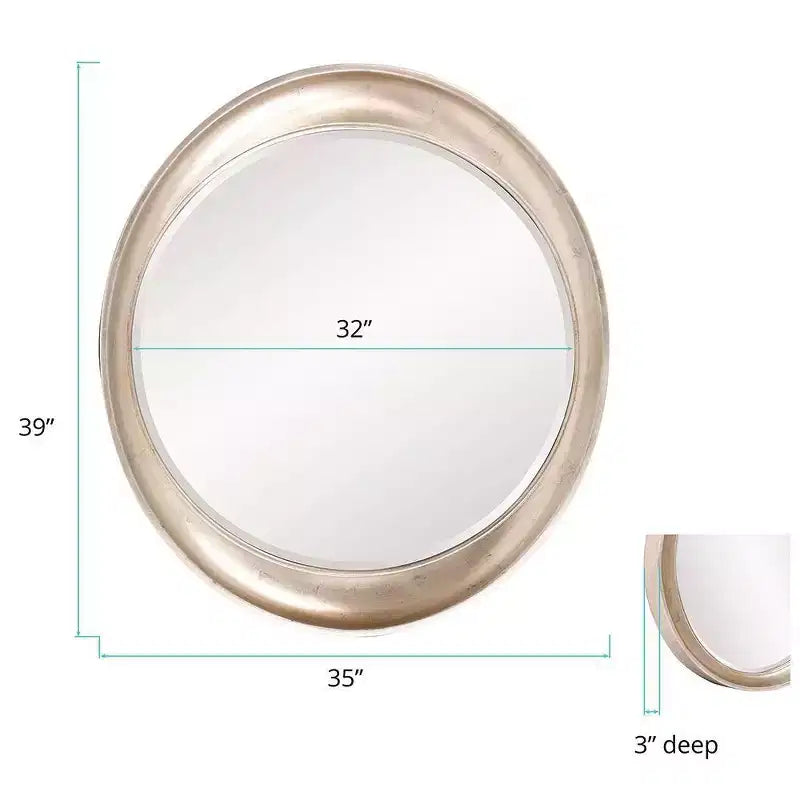 Miroir mural ovale encadré Howard Elliott 39"x35" en métal argent chaud