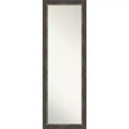 18" x 52" Bark Rustic Framed On the Door Mirror Charcoal - Amanti Art: Polystyrene Frame, Includes Mounting Hardware