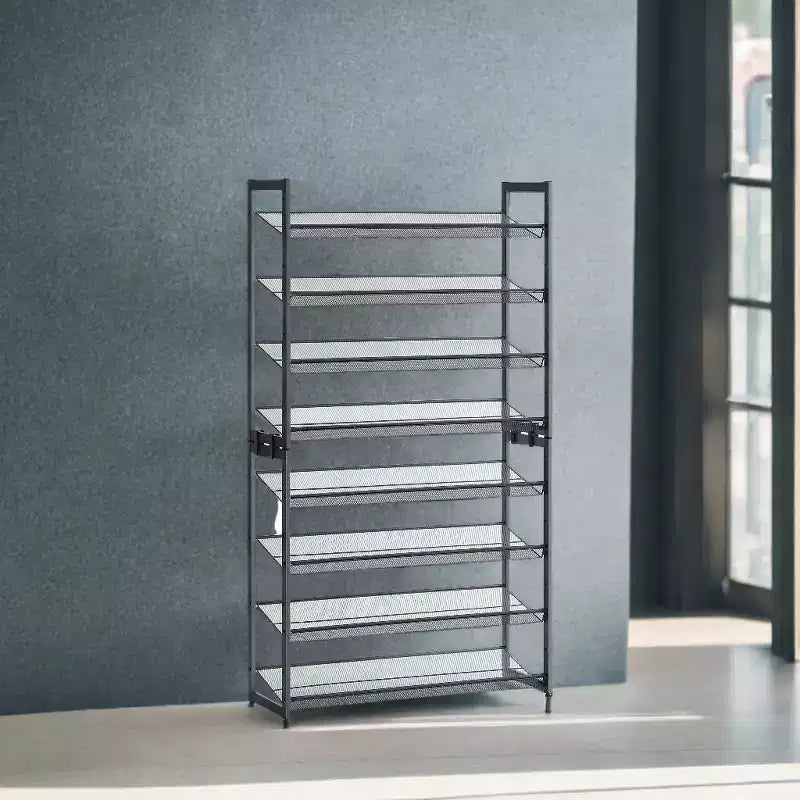 Range-chaussures, organisateur de chaussures à 8 niveaux, rangement de chaussures en métal pour garage, entrée, lot de 2, étagère à chaussures empilable à 4 niveaux