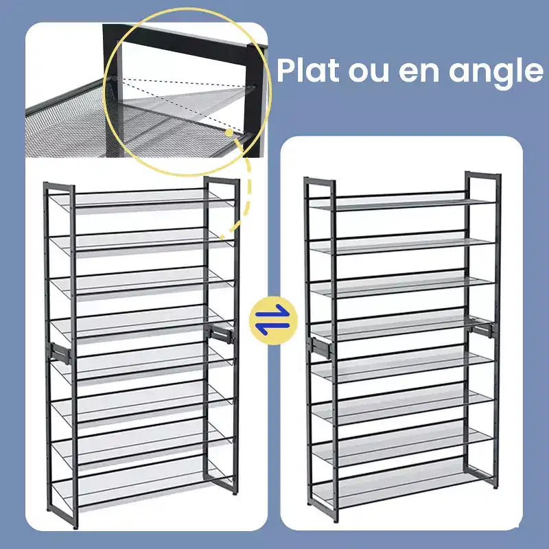 Range-chaussures, organisateur de chaussures à 8 niveaux, rangement de chaussures en métal pour garage, entrée, lot de 2, étagère à chaussures empilable à 4 niveaux