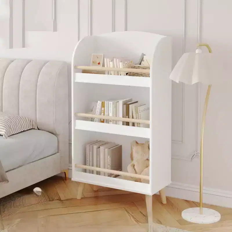 Bibliothèque pour enfants, bibliothèque à 3 niveaux, organisateur de livres, meuble de rangement de jouets pour chambre d'enfant, salle de jeux, crèche Blanc