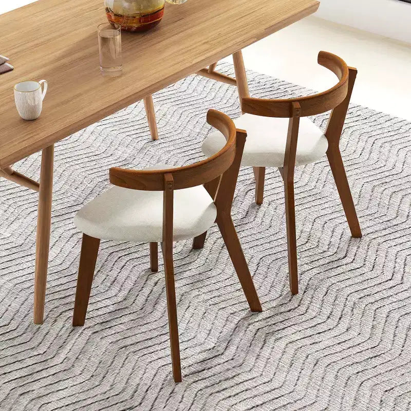 Costway Chaises de salle à manger en bois rembourrées, peu encombrantes, lot de 2/4, avec assise rembourrée et dossier incurvé