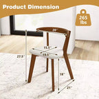 Costway Chaises de salle à manger en bois rembourrées, peu encombrantes, lot de 2/4, avec assise rembourrée et dossier incurvé