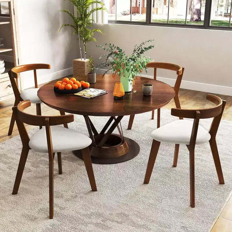 Costway Chaises de salle à manger en bois rembourrées, peu encombrantes, lot de 2/4, avec assise rembourrée et dossier incurvé