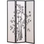 Paravent/Séparateur de pièce oriental shoji à 3 panneaux Roundhill Furniture, Noir