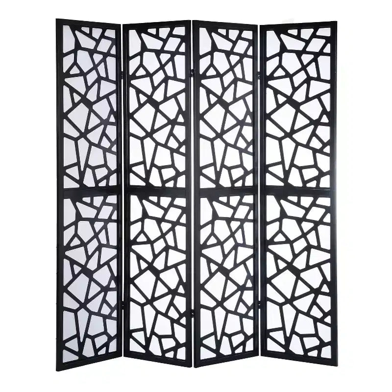 Paravent 4 pans Giyano de Roundhill Furniture, noir