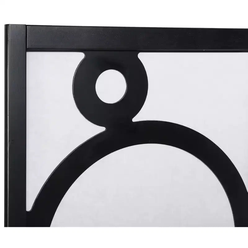 Paravent Arvada en bois à 4 panneaux avec motif cercles, noir