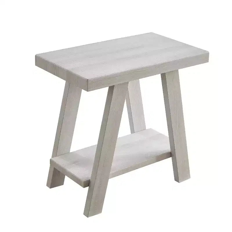 Table d'appoint Athènes contemporaine en bois avec étagère, finition blanche