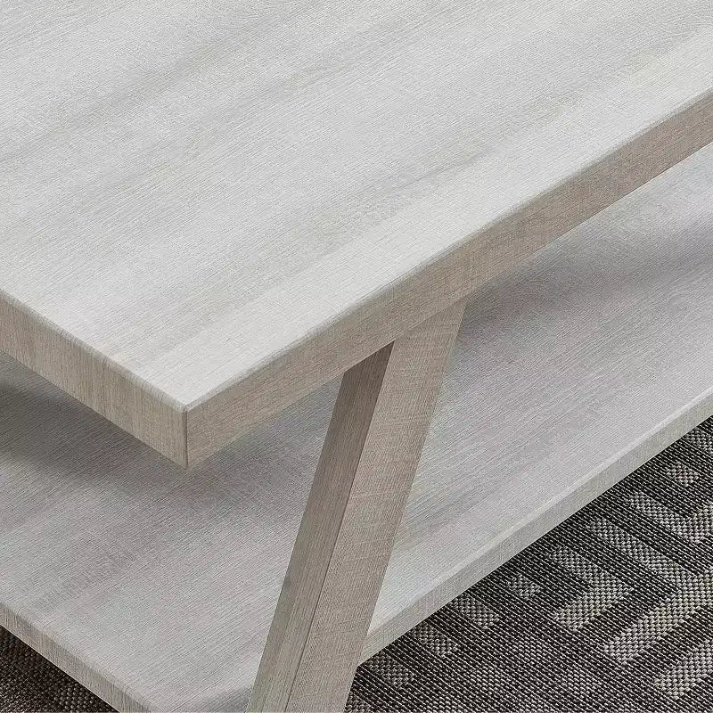 Table d'appoint Athènes contemporaine en bois avec étagère, finition blanche