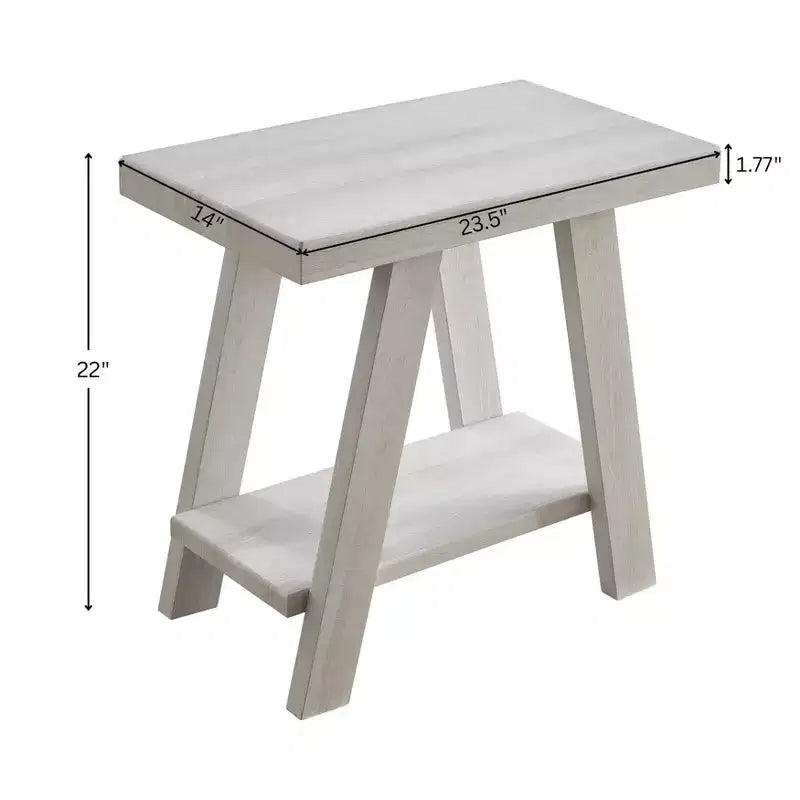 Table d'appoint Athènes contemporaine en bois avec étagère, finition blanche