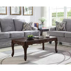 Roundhill Furniture Traditional Ornate Detailing Wood Coffee Table, Dark Cherry Finish