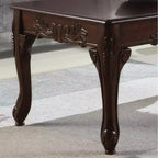 Table basse en bois Roundhill Furniture à détails ornementés traditionnels, finition cerisier foncé